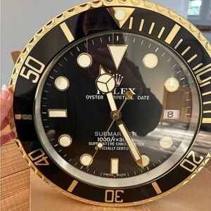 Submariner Style Wall Clock - Black & Gold